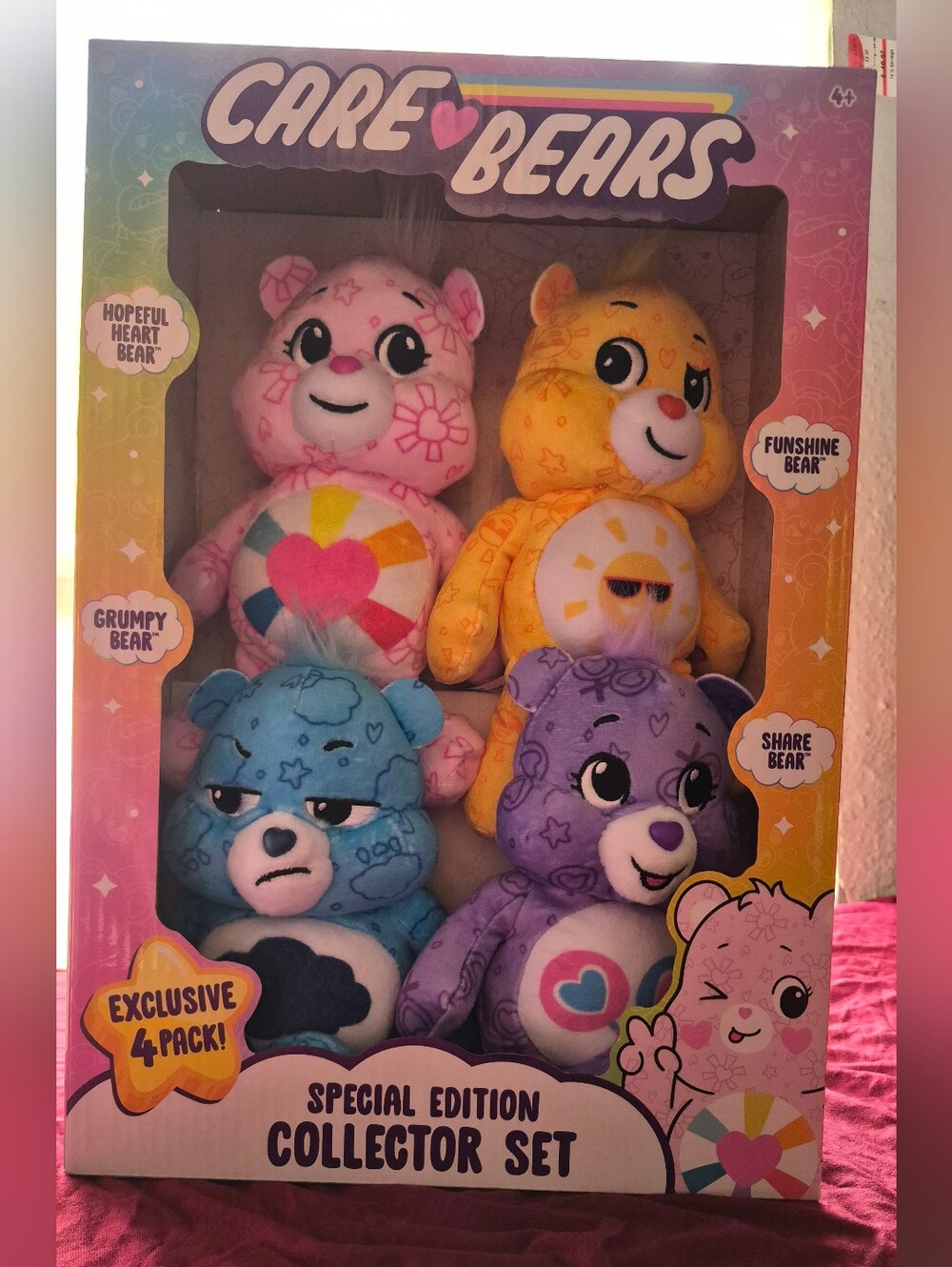 Care Bears Special Edition Collector Set - Pink, Yellow, Blue, Purple (4-Pack)